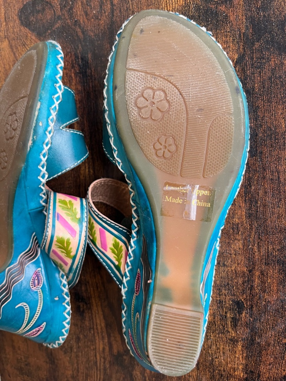 Colorful Teal Sandals with Pink Floral Accents - Picture 10 of 16